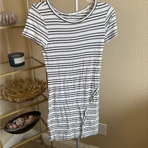 Zenana Black White Striped Bodycon T Shirt Dress Size Small